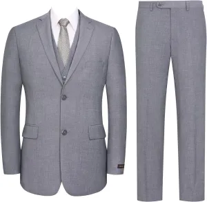 P&L Men's 3 Piece Slim Fit Suit Set Two Buttons Solid Office Jacket Vest Pants Dress Suit