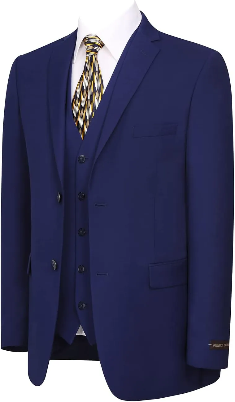 P&L Men's 3 Piece Slim Fit Suit Set Two Buttons Solid Office Jacket Vest Pants Dress Suit