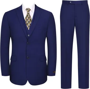 P&L Men's 3 Piece Slim Fit Suit Set Two Buttons Solid Office Jacket Vest Pants Dress Suit