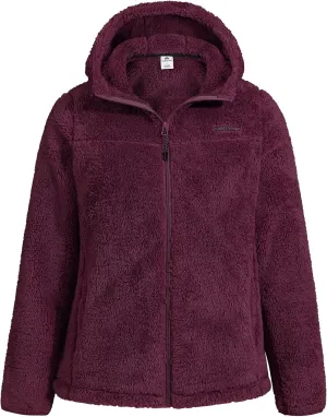 Pioneer Camp Women's Fuzzy Fleece Jacket Full Zip Up Lightweight Warm Soft Fleece Coat with hood for Spring Fall Winter