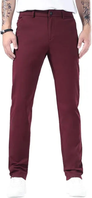 Plaid&Plain Men’s Slim Fit Khaki Pants Men’s Tapered Chino Pants