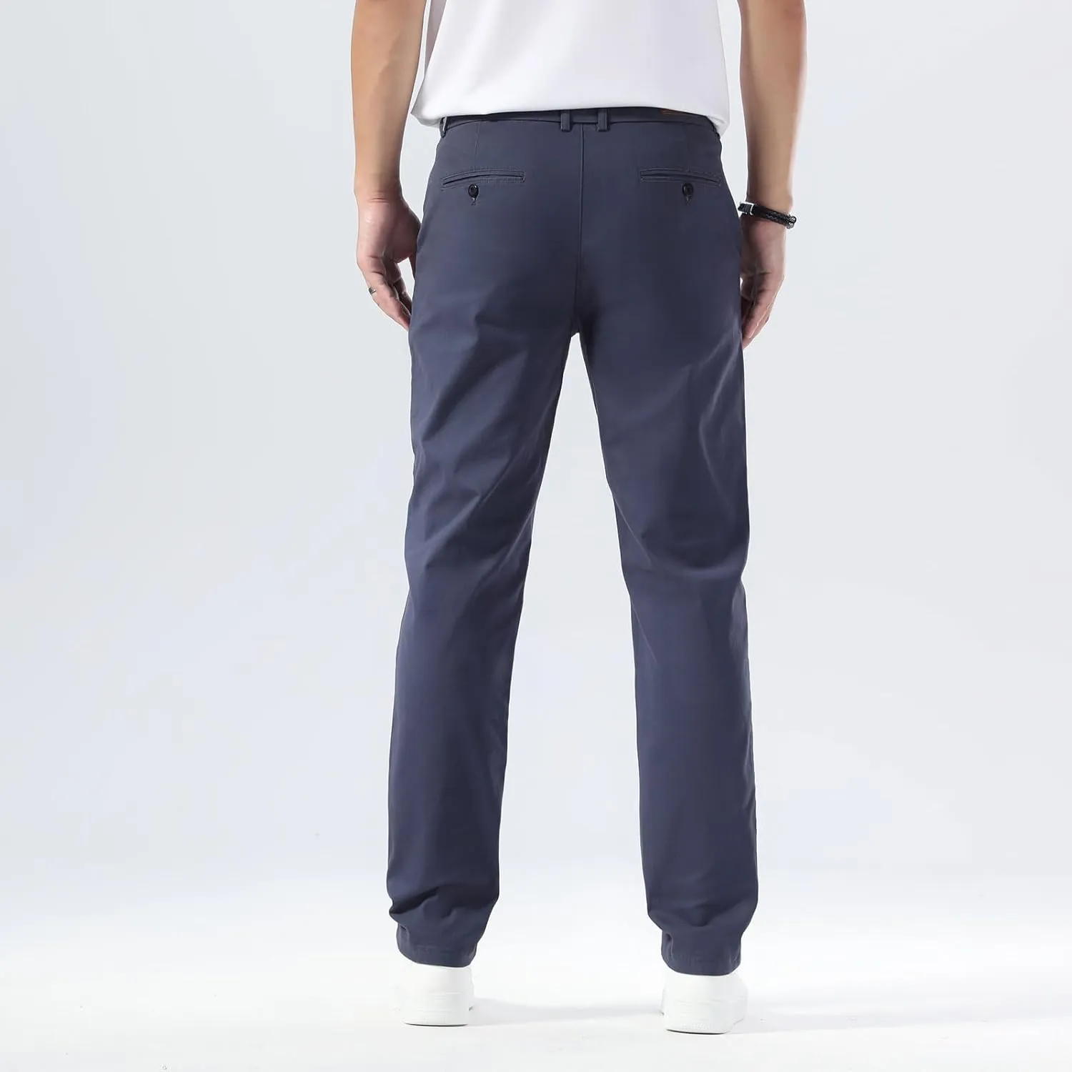 Plaid&Plain Men’s Slim Fit Khaki Pants Men’s Tapered Chino Pants