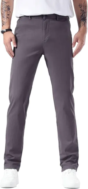 Plaid&Plain Men’s Slim Fit Khaki Pants Men’s Tapered Chino Pants