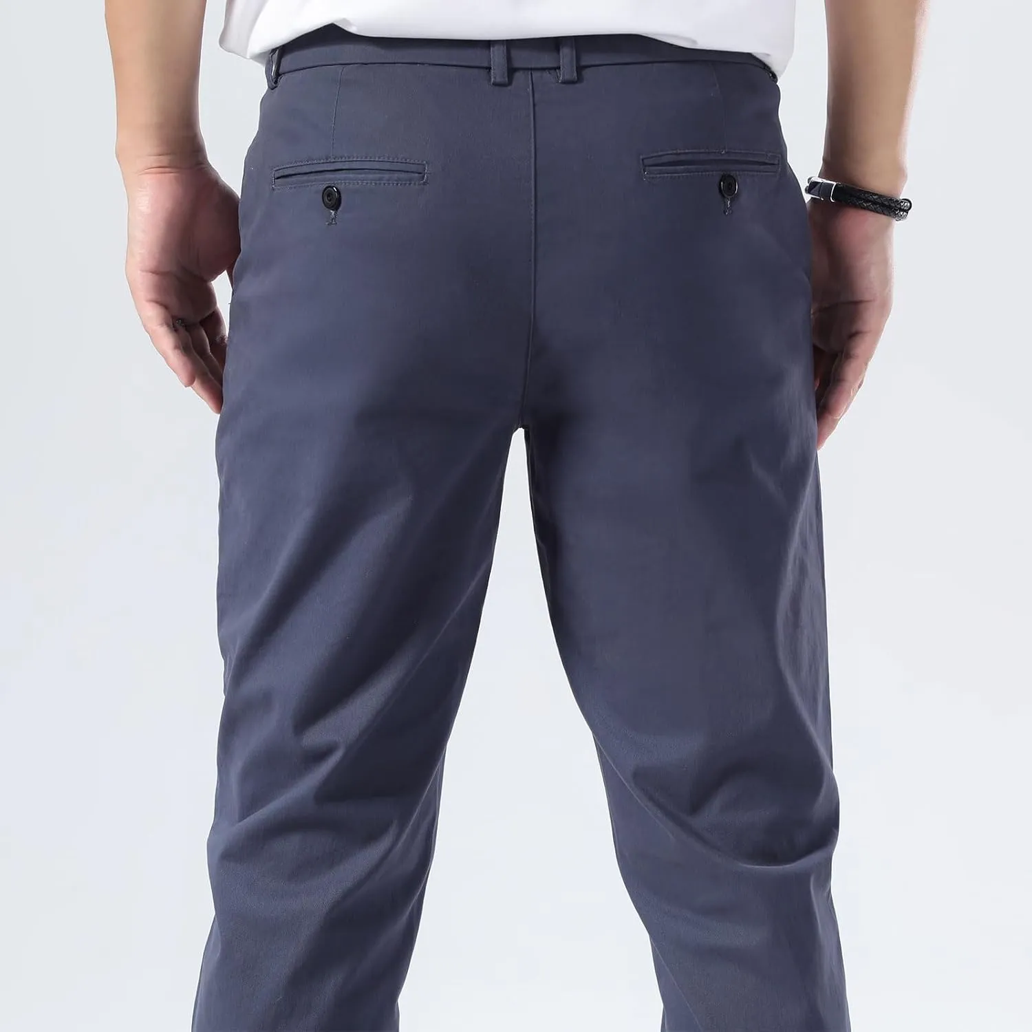 Plaid&Plain Men’s Slim Fit Khaki Pants Men’s Tapered Chino Pants