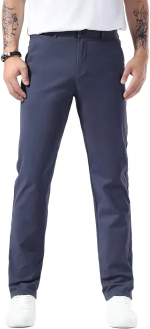 Plaid&Plain Men’s Slim Fit Khaki Pants Men’s Tapered Chino Pants