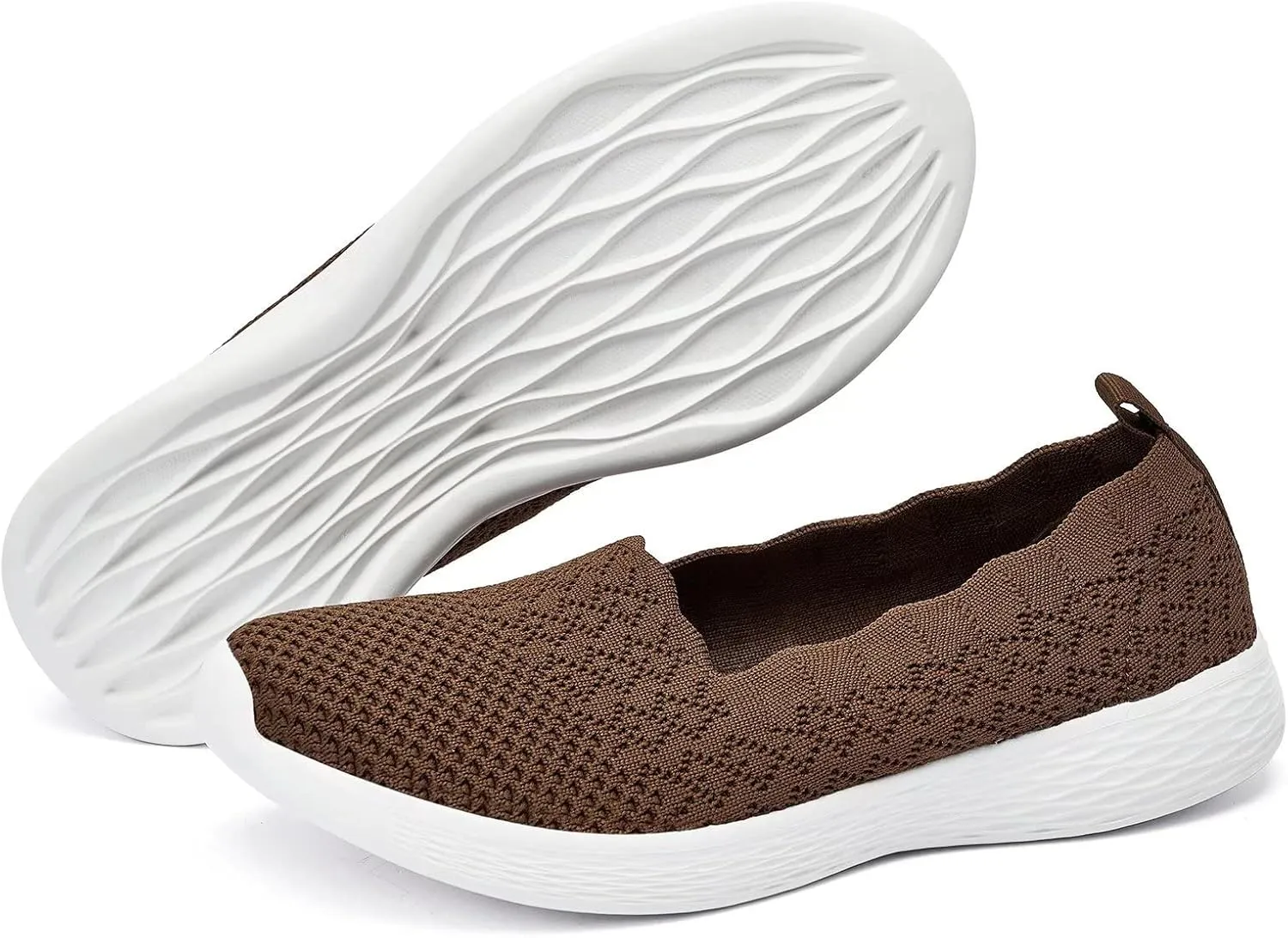 poemlady Women's Slip on Loafer Shoes - Mesh Casual Ballet Flat Nurse Walking Sneakers Knit Round Toe Memory Foam Casual Shoes