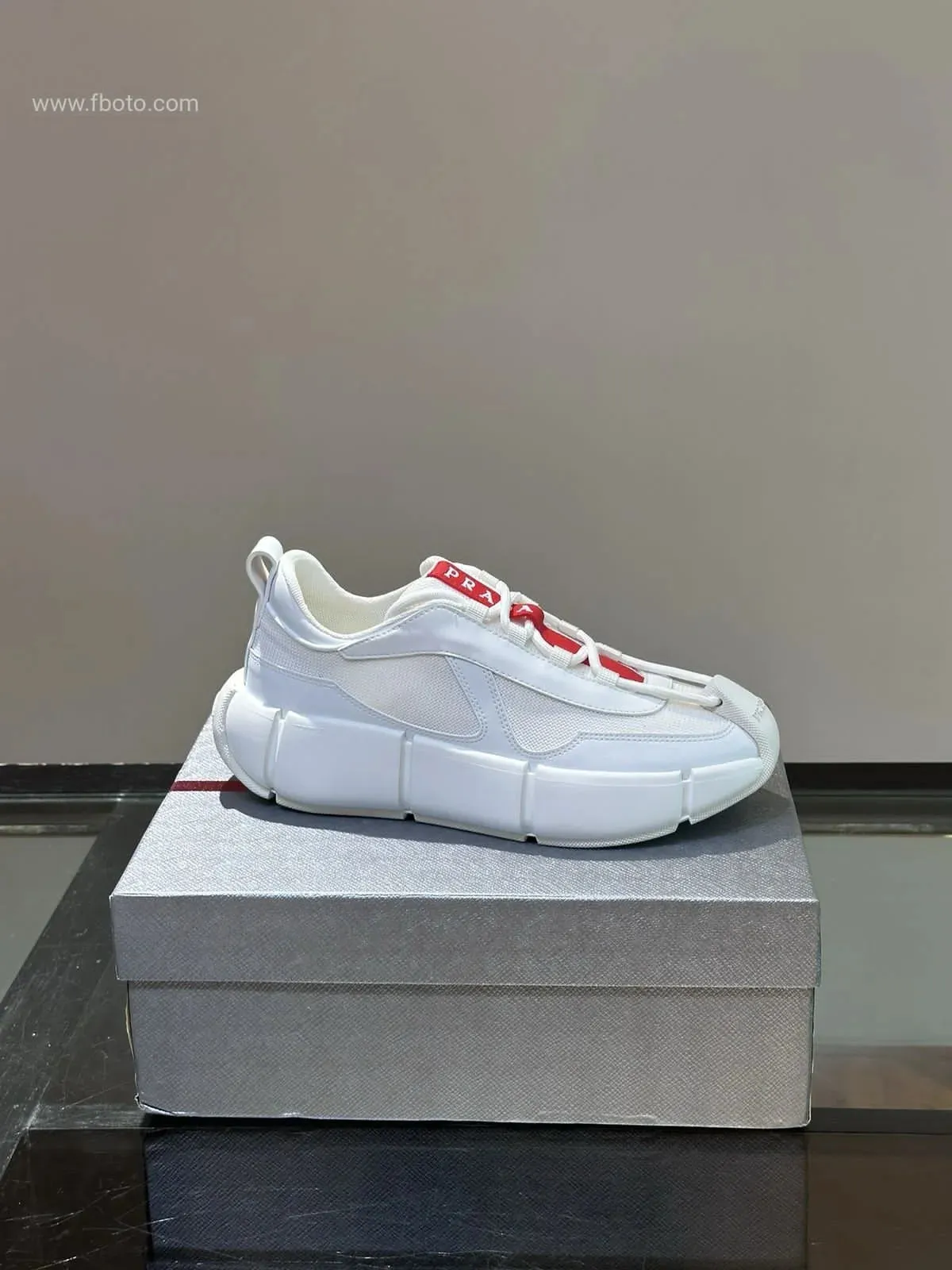 PRADA || 3D Cloudbust Thunder Technical White Sneakers