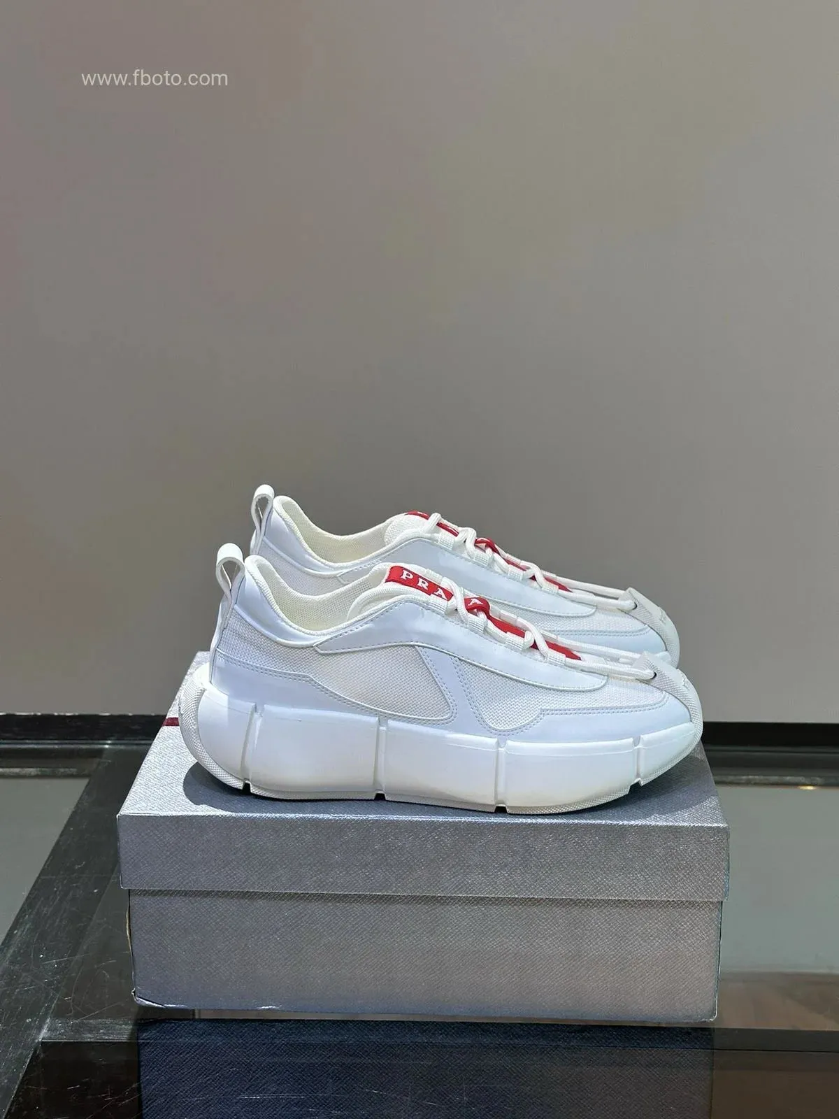 PRADA || 3D Cloudbust Thunder Technical White Sneakers