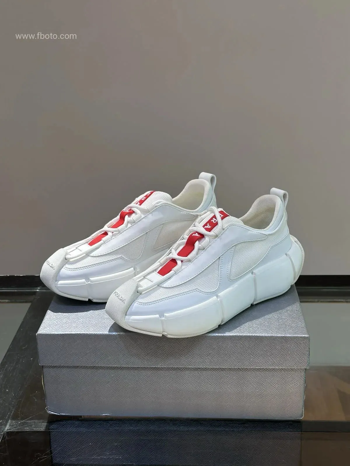 PRADA || 3D Cloudbust Thunder Technical White Sneakers
