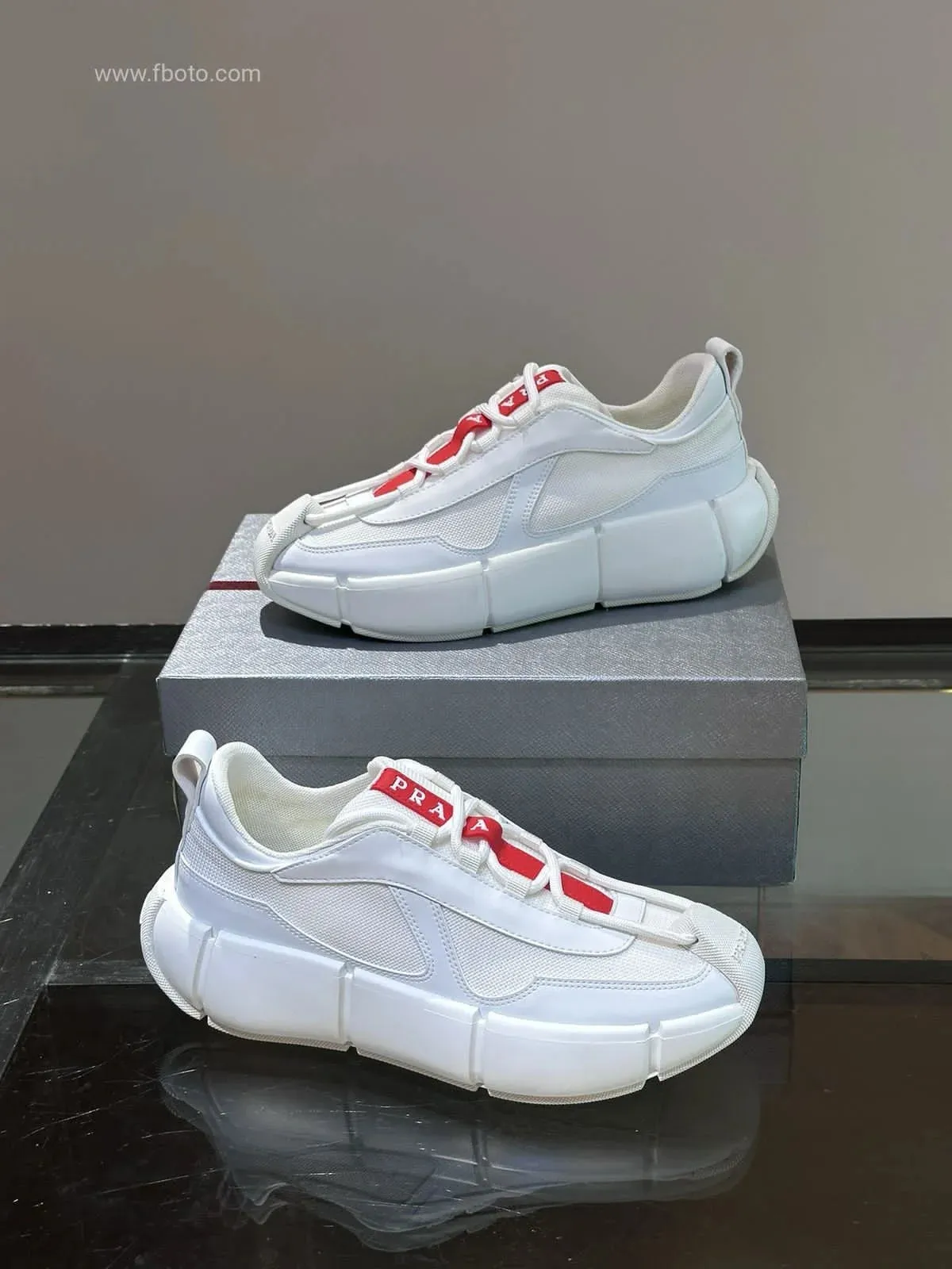 PRADA || 3D Cloudbust Thunder Technical White Sneakers