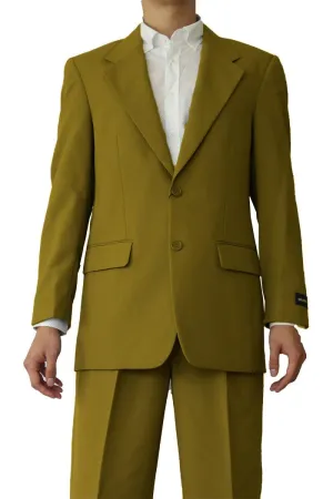 Premium 2-Button Mustard Poplin Suit by Fortino Landi | Slim Fit