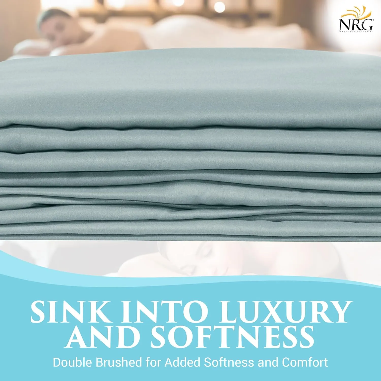 Premium Microfiber 3 Piece Massage Sheet Set by NRG - Includes Massage Table Flat Sheet, Fitted Sheet and Face Rest Cover - 100% Double Brushed Polyester, Soft as Silk - 120 GSM - Color: Ocean