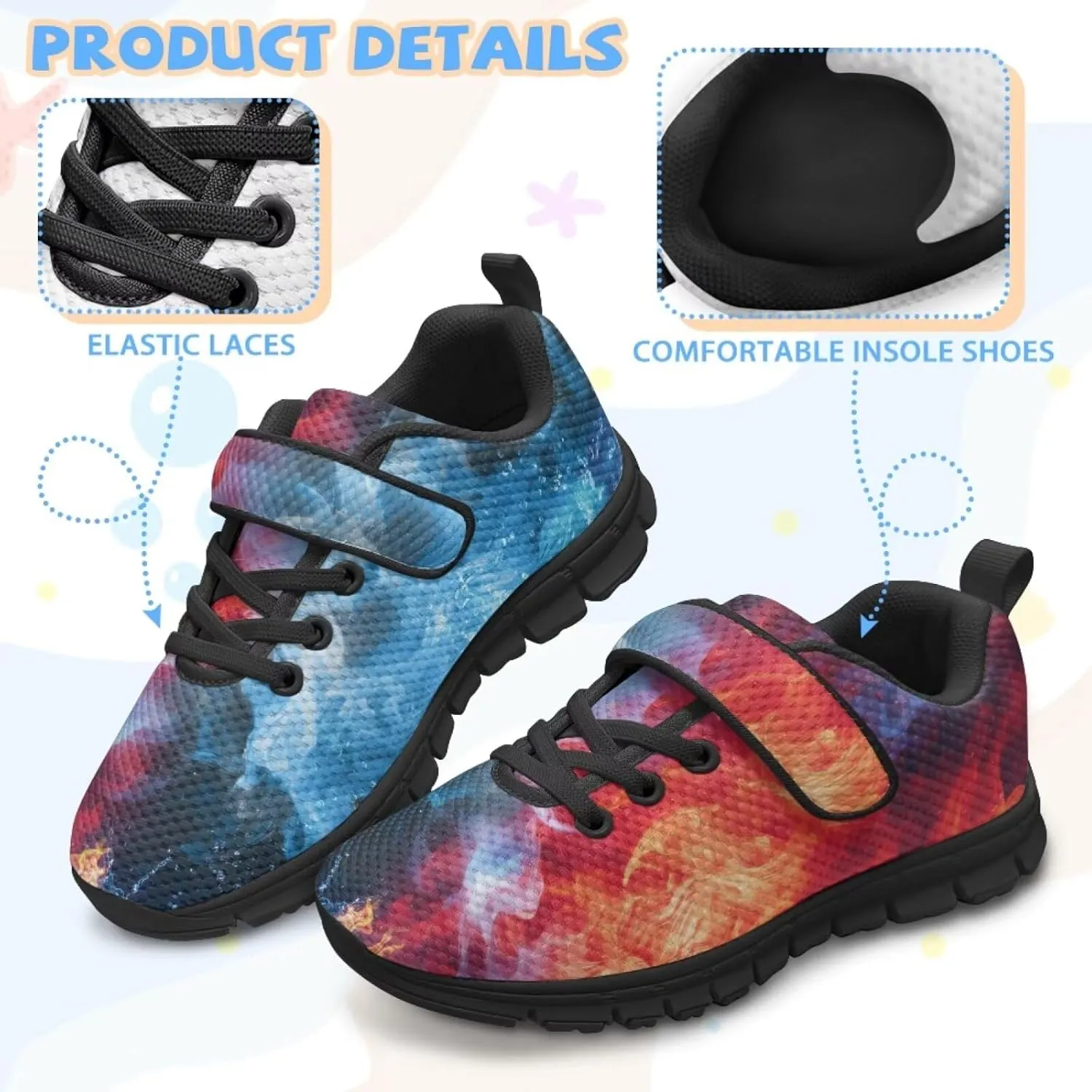 Print Shoes for Kids Boys Cute Shoes for Running Walking Slip On Shoes