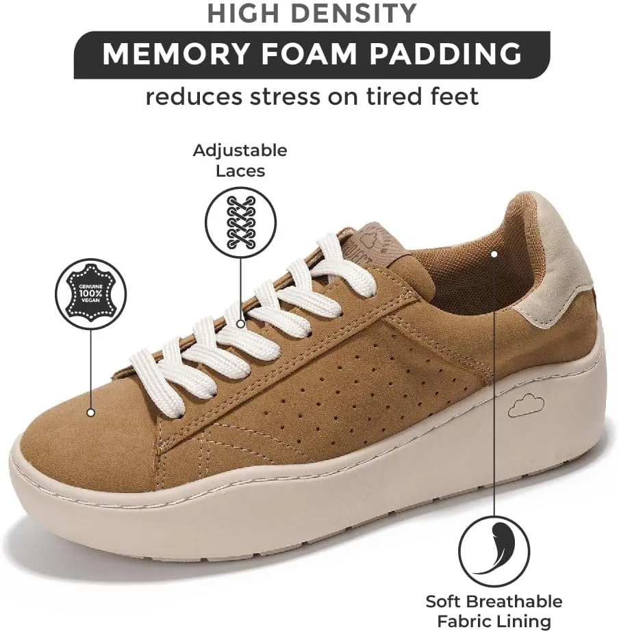 Project Cloud Platform Sneakers for Women - Comfortable Time Off Womens Sneakers - Stylish Lace Up Womens Shoes - Non-Slip Tennis Shoes Women Footwear (Bossy)