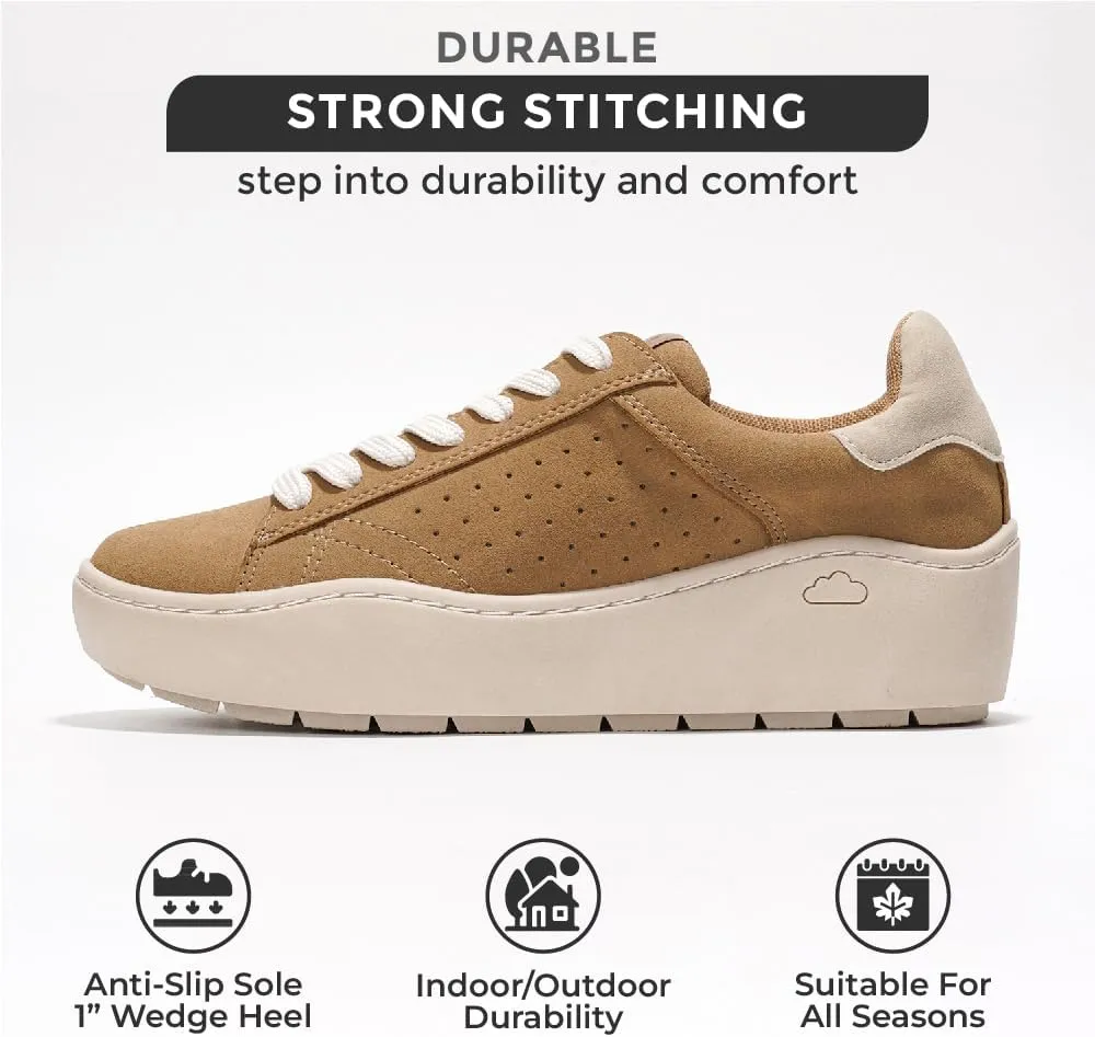 Project Cloud Platform Sneakers for Women - Comfortable Time Off Womens Sneakers - Stylish Lace Up Womens Shoes - Non-Slip Tennis Shoes Women Footwear (Bossy)