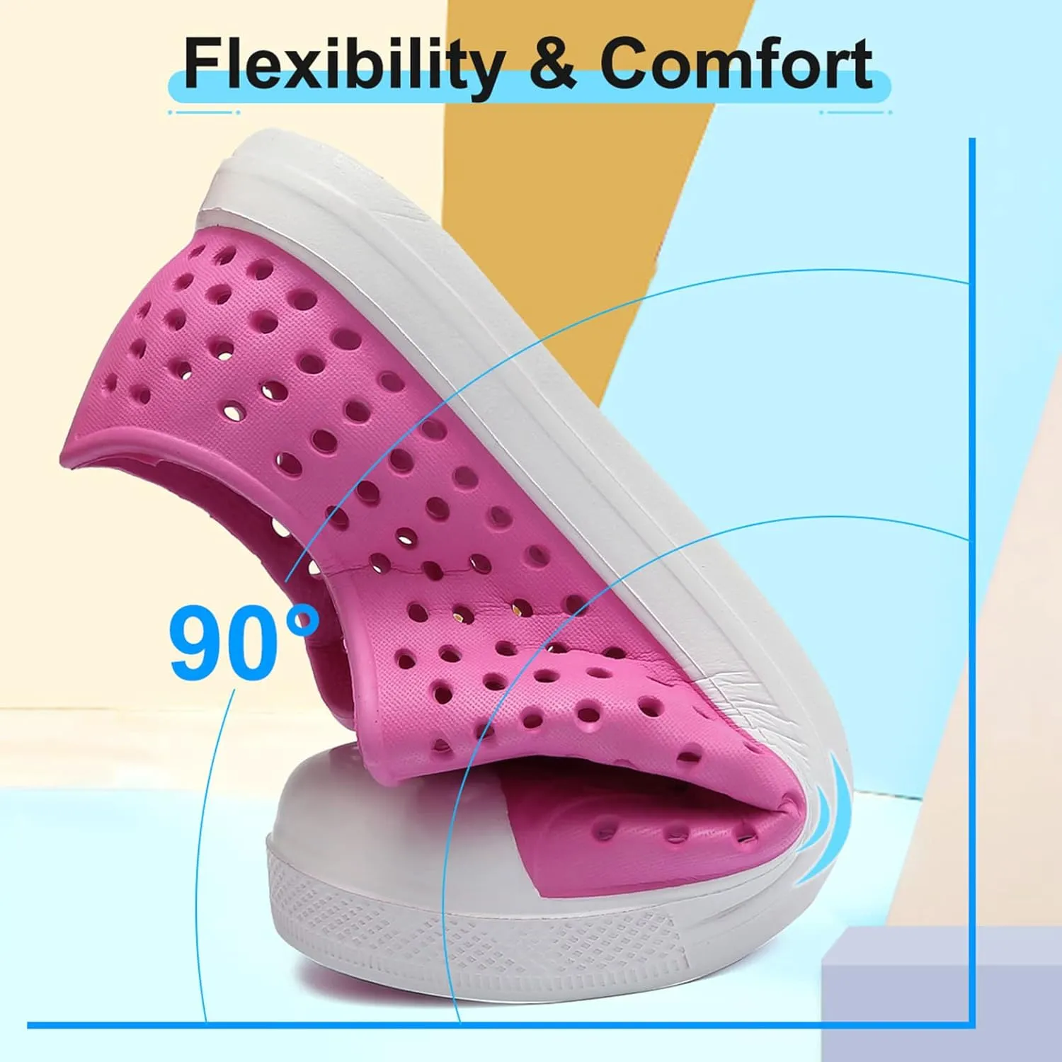 QLZ Toddler Kids Water Shoes for Boys Girls Garden Sandals Rubber Shoes Beach Sneakers, Slip-on Anti-Slip Lightweight Breathable Quick Dry Soft Flexible（Toddler/Little Kid/Big Kid）