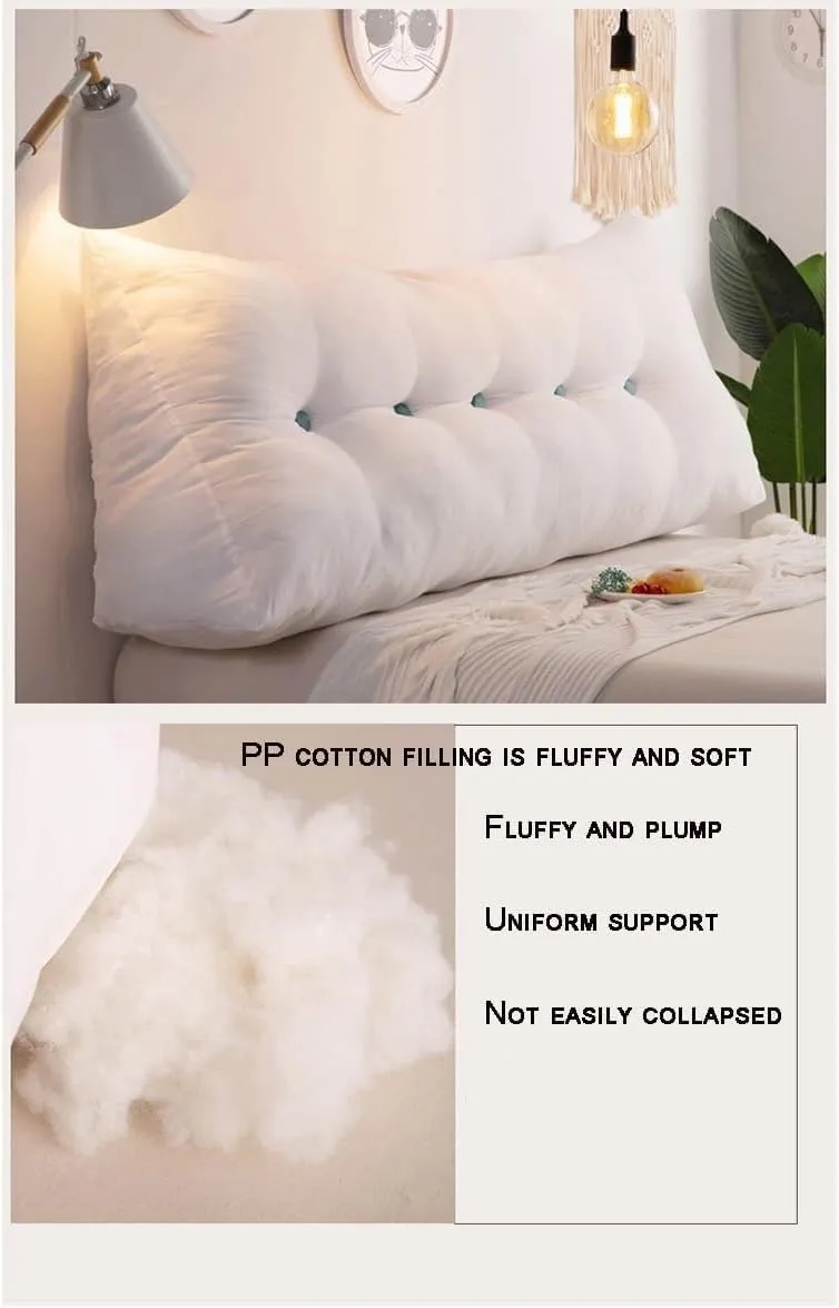Queen Pillow Headboard Pillow Fleece Wedge Headboard Pillow, Triangular Headboard Reading Pillow, Washable Backrest Positioning Sofa Bed Support Cushion ( Color : Blue , Size : Twin:100*20*50cm )