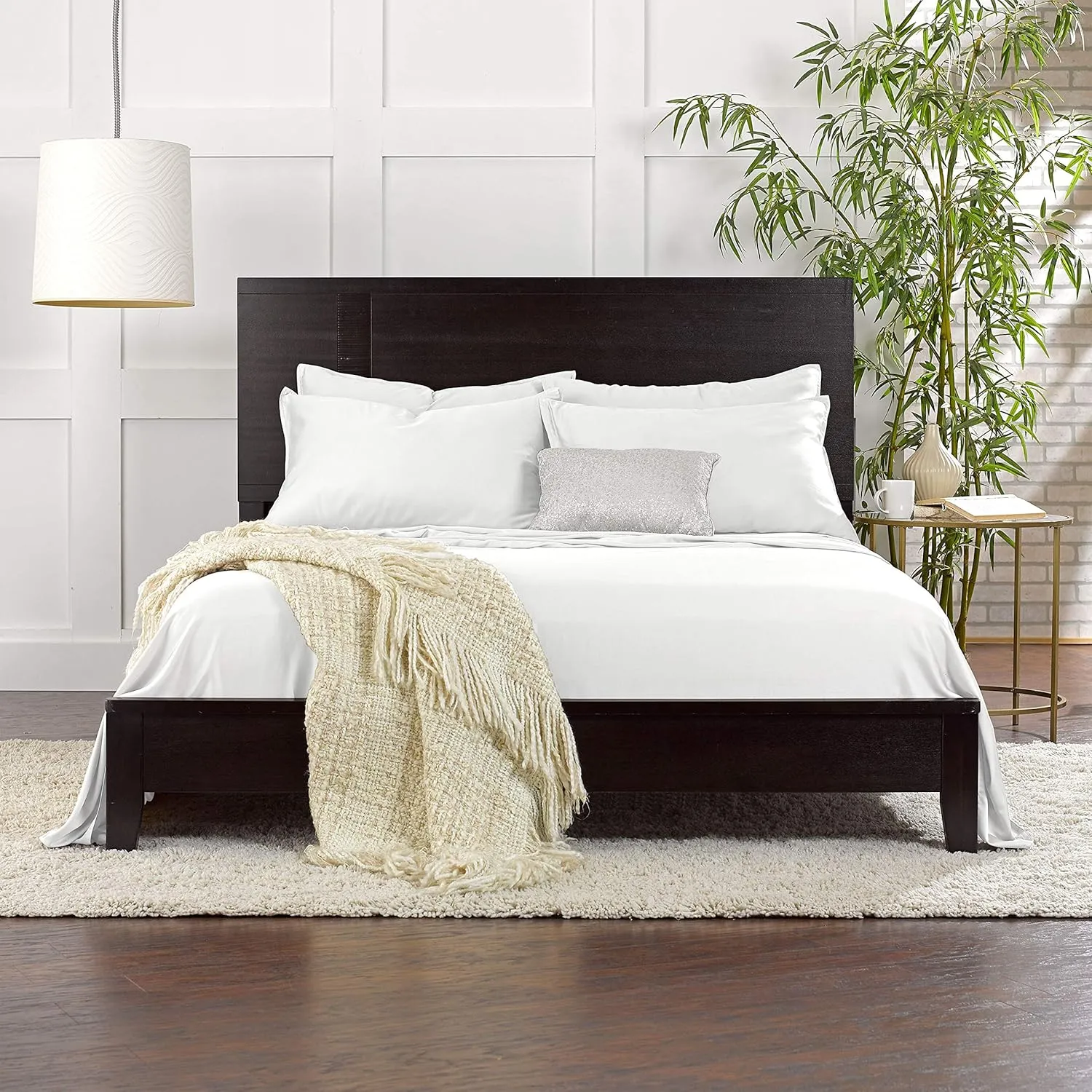 Queen Sheets by Pure Bamboo, Genuine 100% Organic Viscose Derived from Bamboo Bed Sheet Set, Luxuriously Soft & Cooling, Double Stitching, Lifetime Quality Promise (Queen, White)