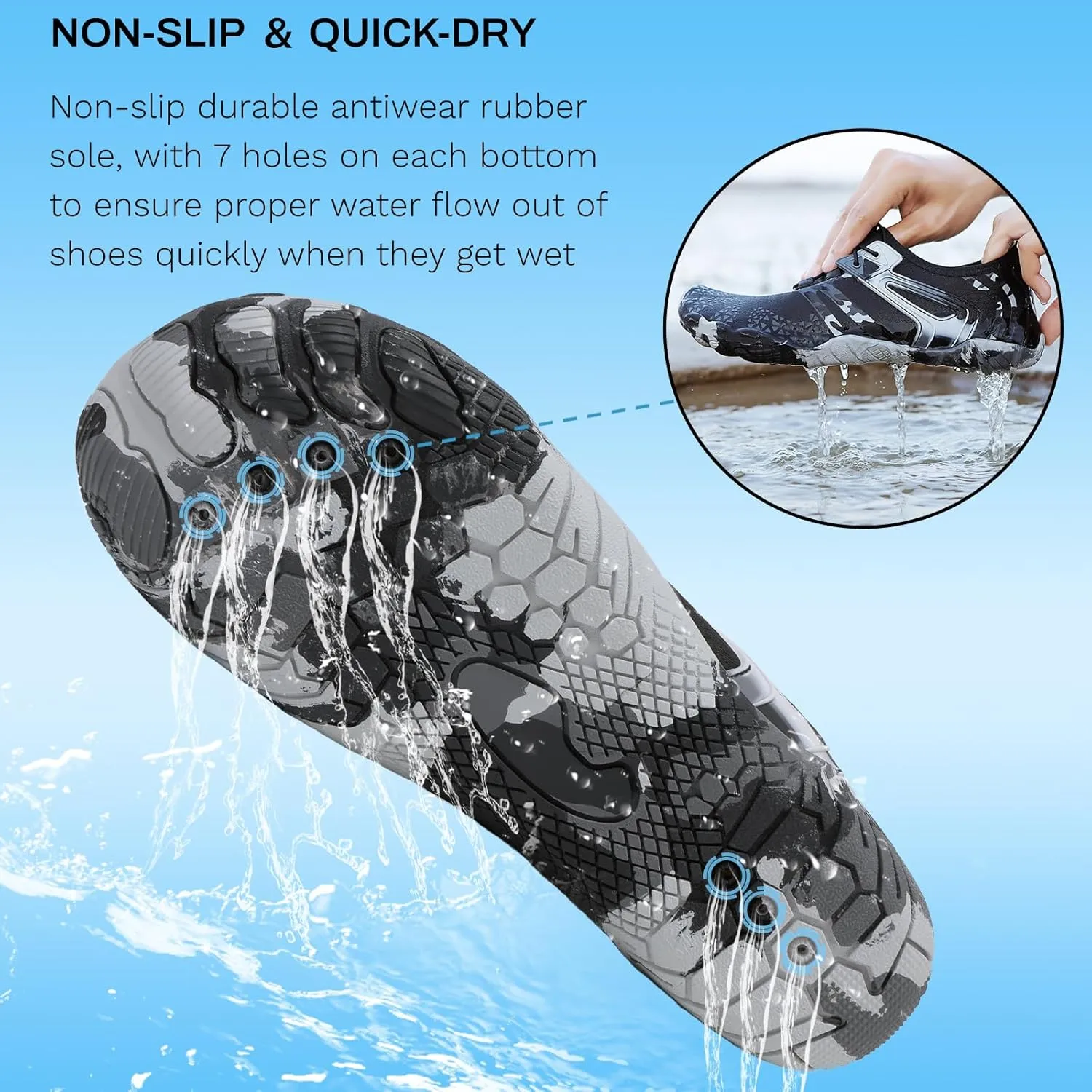 Quick Dry Water Shoes - Barefoot Swim Shoes for Women & Men, Non-Slip Aqua Shoes for Beach, River, Pool & Hiking