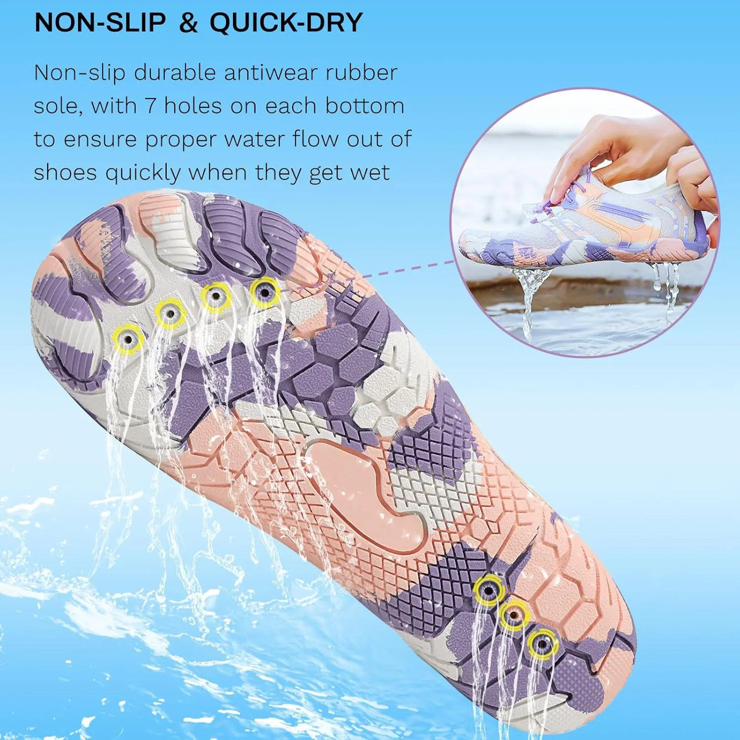 Quick Dry Water Shoes - Barefoot Swim Shoes for Women & Men, Non-Slip Aqua Shoes for Beach, River, Pool & Hiking
