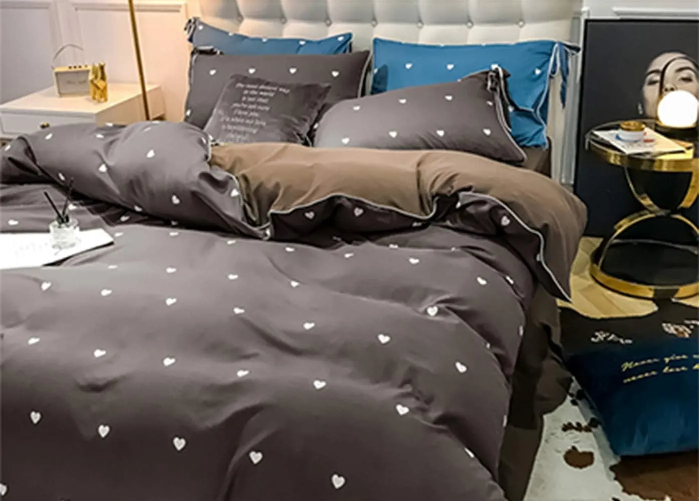 Quilt Cover Set 4Pcs/Set Flower Printing Pillowcase Bed Sheet Soft Double Brushed Microfiber Hotel Series Lightweight Microfiber Duvet Cover Reversible Anti Wrinkle Super Soft Hypoallergenic (B Twin