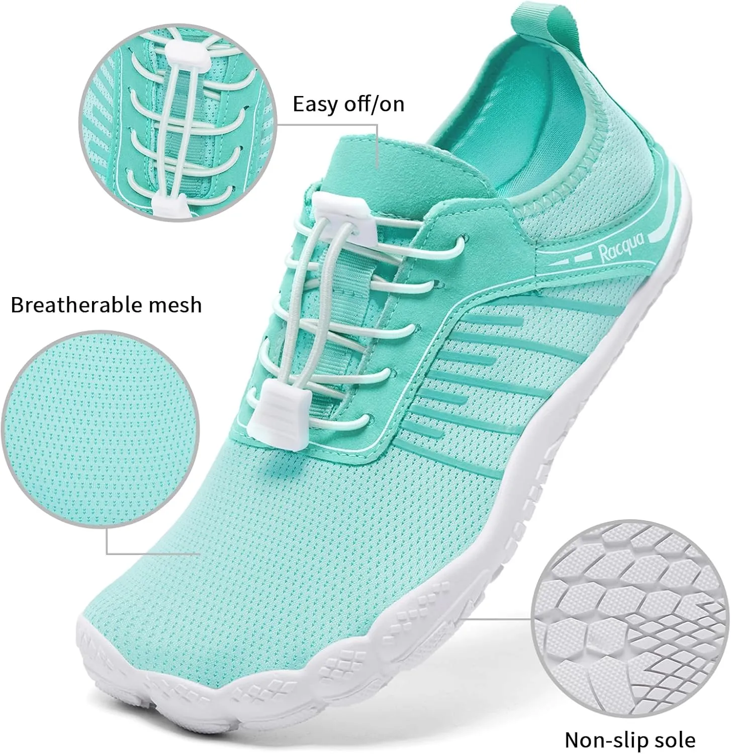 Racqua Water Shoes Men Women Swim Beach Shoes Non-Slip Quick Dry Shoes