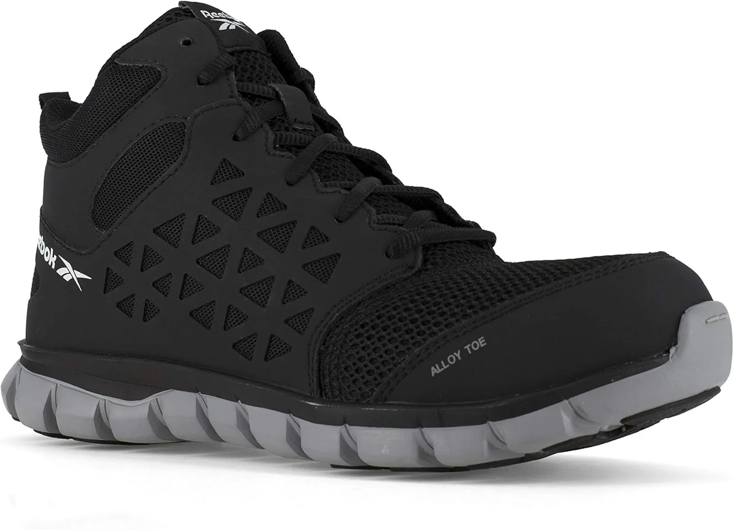 Reebok Mens Sublite Cushion Mid Alloy Toe ESD Work Safety Shoes Casual - Black