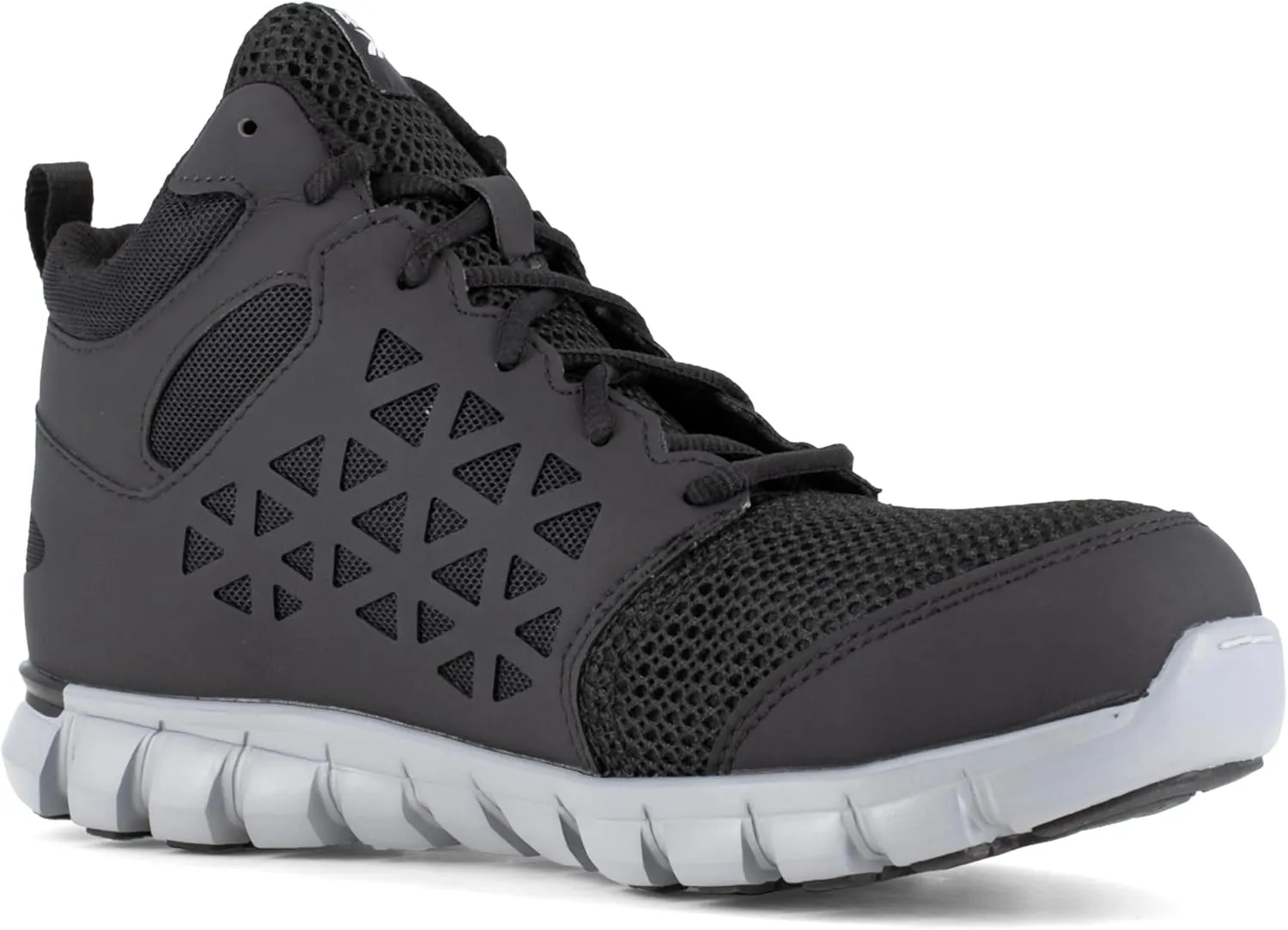 Reebok Mens Sublite Cushion Mid Alloy Toe ESD Work Safety Shoes Casual - Black