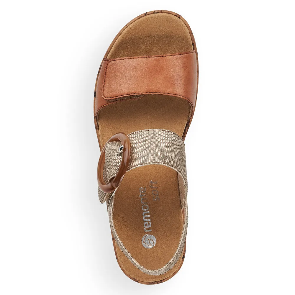 Remonte Jocelyn 53 Brown/Metallic Leather Sandal (Women's)