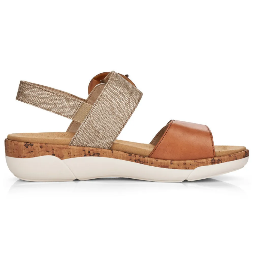 Remonte Jocelyn 53 Brown/Metallic Leather Sandal (Women's)