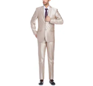 Renoir 207-3  Sharkskin Italian Styled Two Piece Slim Fit Suit