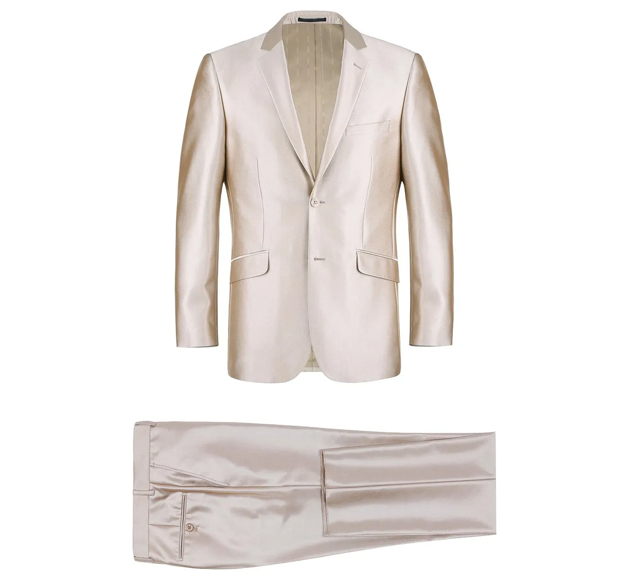 Renoir 207-3  Sharkskin Italian Styled Two Piece Slim Fit Suit