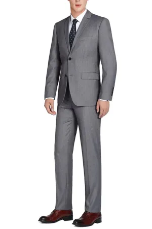 Renoir Grey Wool Suit: Mens Slim Fit, 2-Btn with Optional Vest
