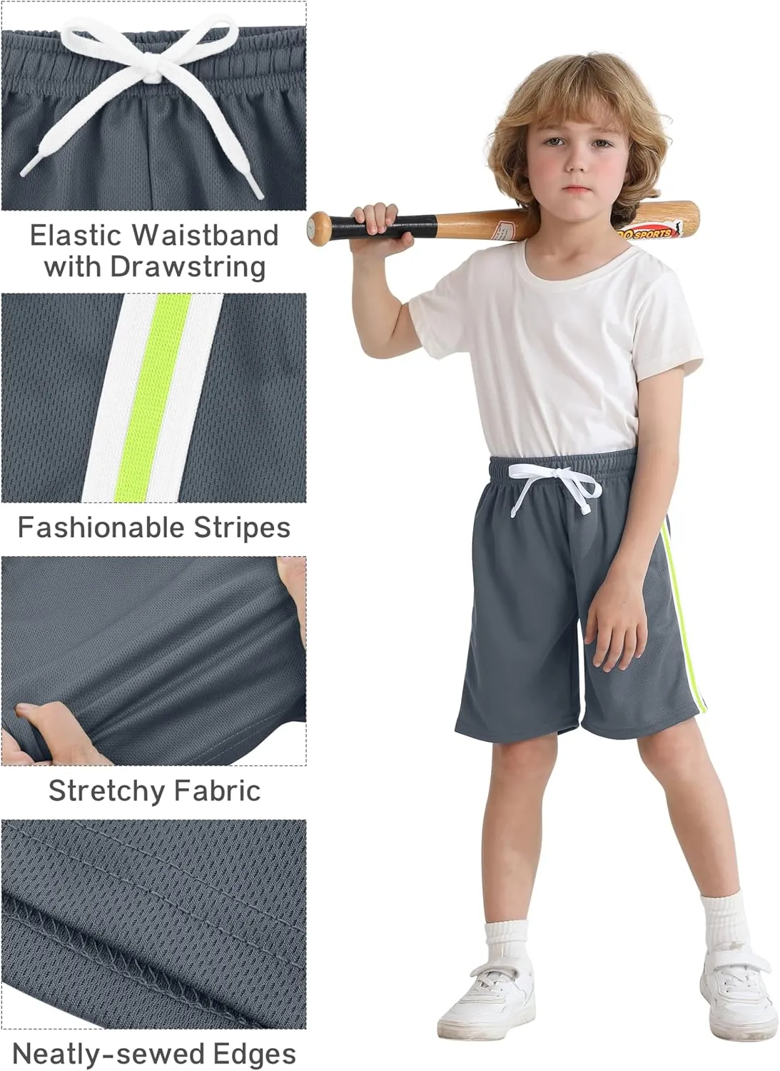 Resinta Toddler Boys Shorts Boys Quick Dry Athletic Pull-On Shorts with Elastic Waist for Summer Playwear