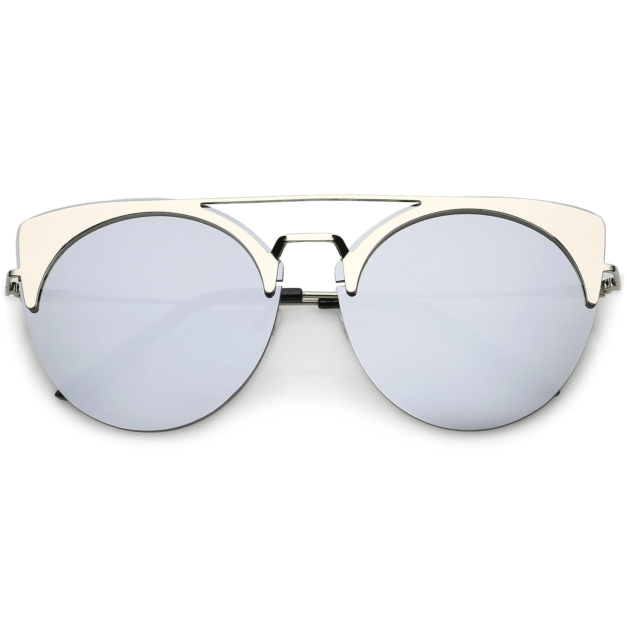 Retro Modern Oversize Mirrored Flat Lens Aviator Sunglasses C402