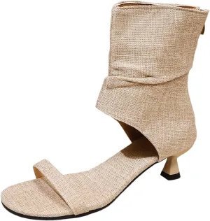 Rhinestone Heeled Sandal Boots Wedge Heel Square Open Toe Side Zipper Sparkly Summer Pineapple Pearl Sandal for Women