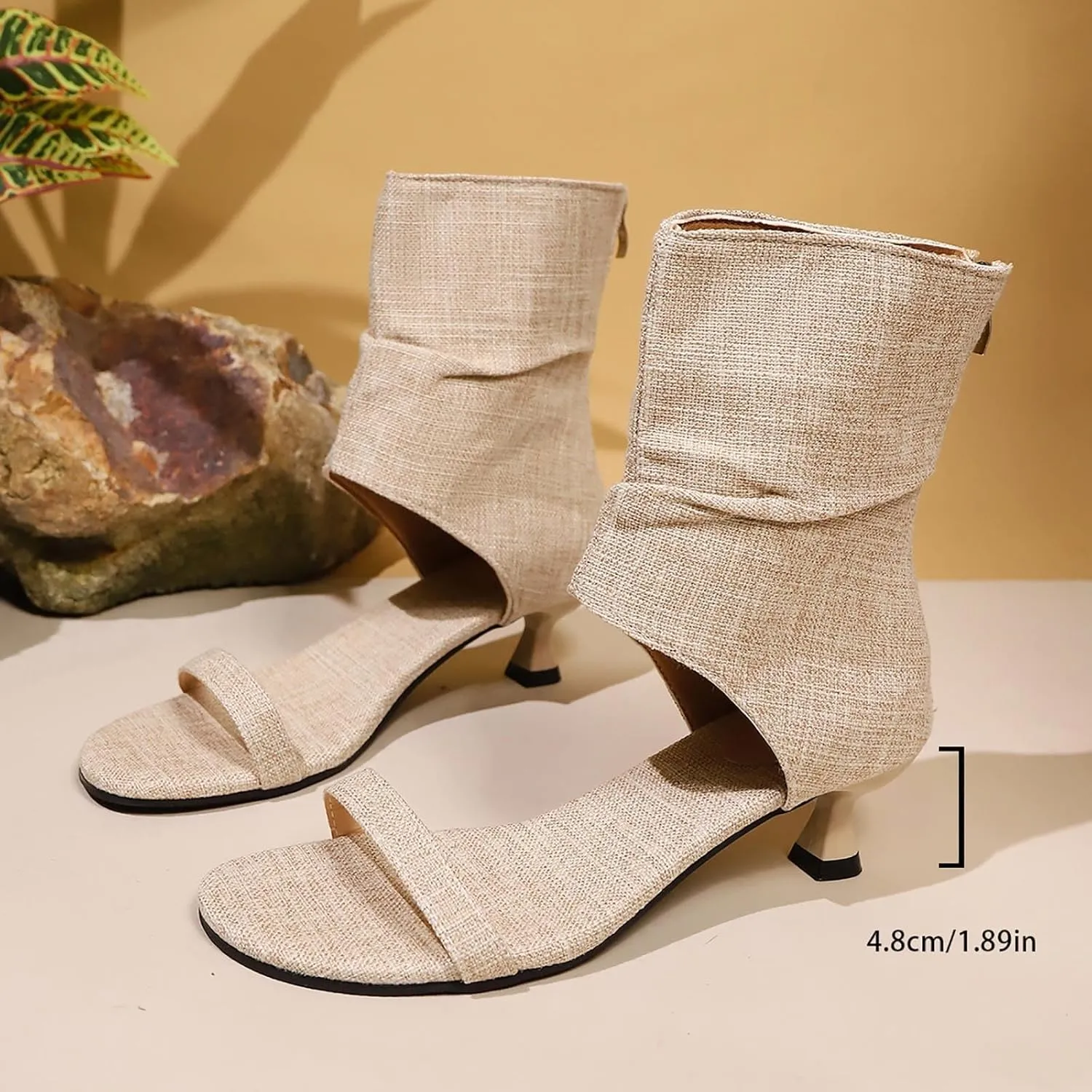Rhinestone Heeled Sandal Boots Wedge Heel Square Open Toe Side Zipper Sparkly Summer Pineapple Pearl Sandal for Women