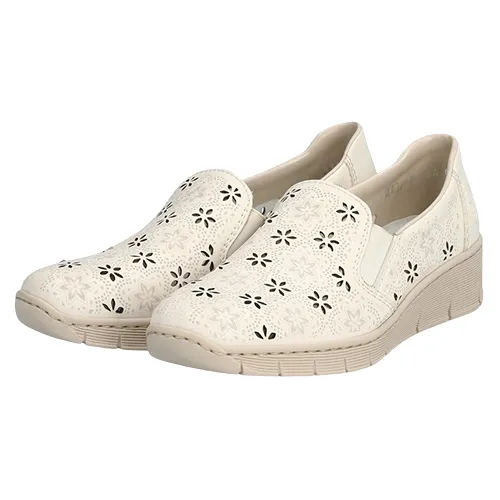 Rieker Ladies Wedge Shoes - 53757-60 - Beige
