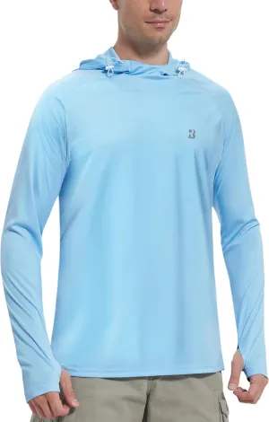 Roadbox UPF 50  Sun Protection Hoodie Shirt, Outdoor Fishing SPF UV Long Sleeve Shirts, Quick Dry Hiking Running Rash Guard