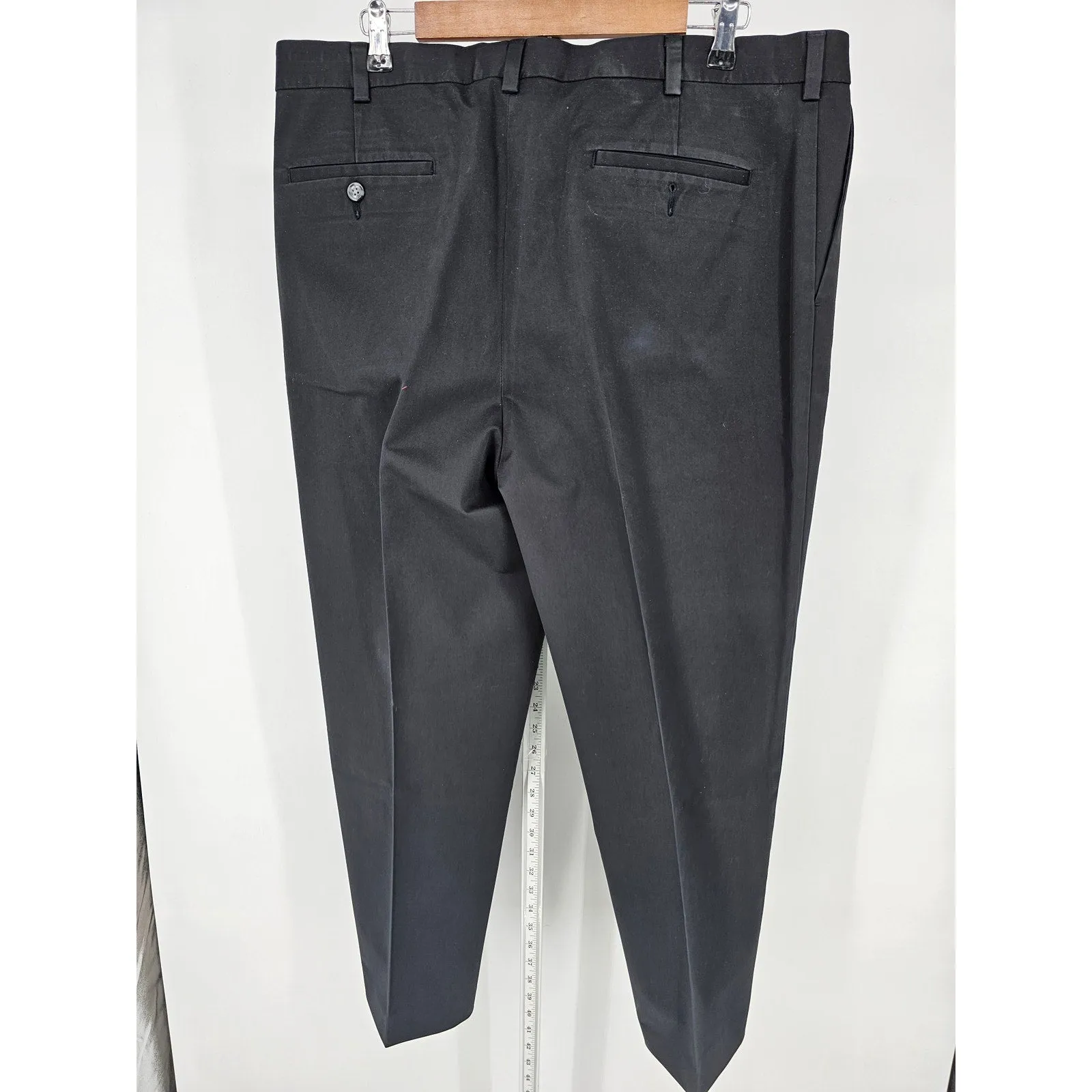 Roundtree & Yorke Mens Sz 38x30 Flat Front Black Dress Pants Slim Leg