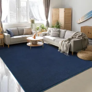 Royal Blue Area Rugs - Minimalist 4x6, Soft Memory-Foam for Bedroom & Nursery, Thick Washable Dorm Apartment Floor Carpet