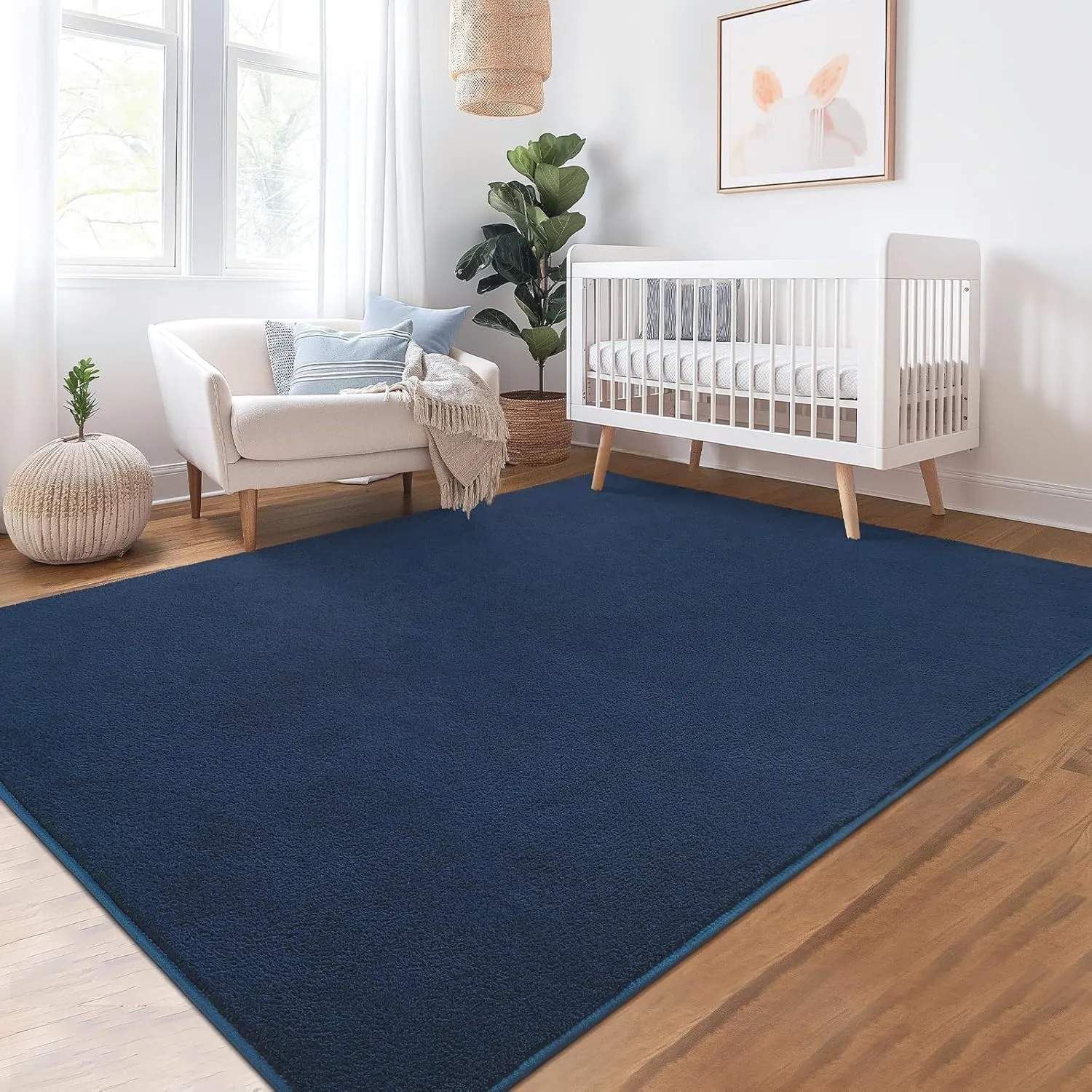Royal Blue Area Rugs - Minimalist 4x6, Soft Memory-Foam for Bedroom & Nursery, Thick Washable Dorm Apartment Floor Carpet