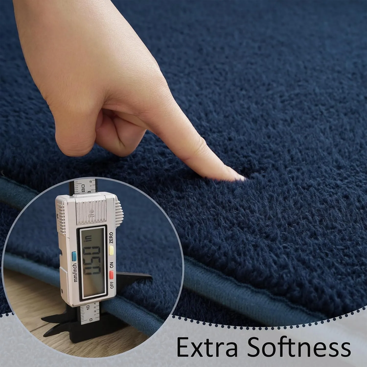 Royal Blue Area Rugs - Minimalist 4x6, Soft Memory-Foam for Bedroom & Nursery, Thick Washable Dorm Apartment Floor Carpet