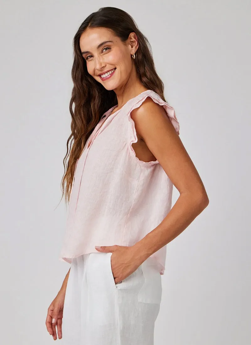Ruffle Sleeve Tie Neck Top