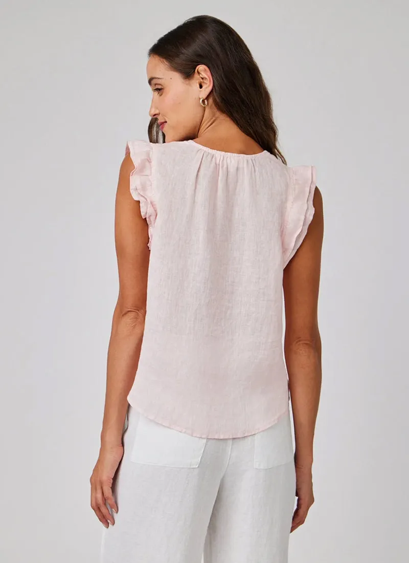 Ruffle Sleeve Tie Neck Top