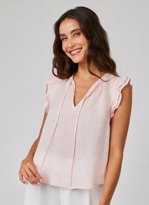 Ruffle Sleeve Tie Neck Top