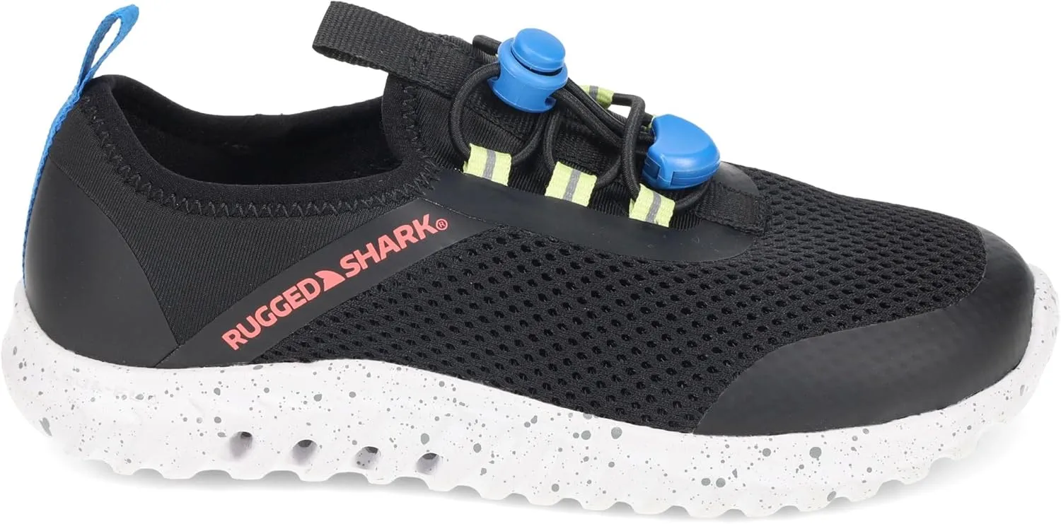 RUGGED SHARK Cay Water Shoes – EVA AQUAFLO® Drainage Outsole, Neoprene Mesh Upper, Bungee-Tie Closure, Lightweight & Breathable, Slip-On Style, Ideal for Beach, River, and Water Sports