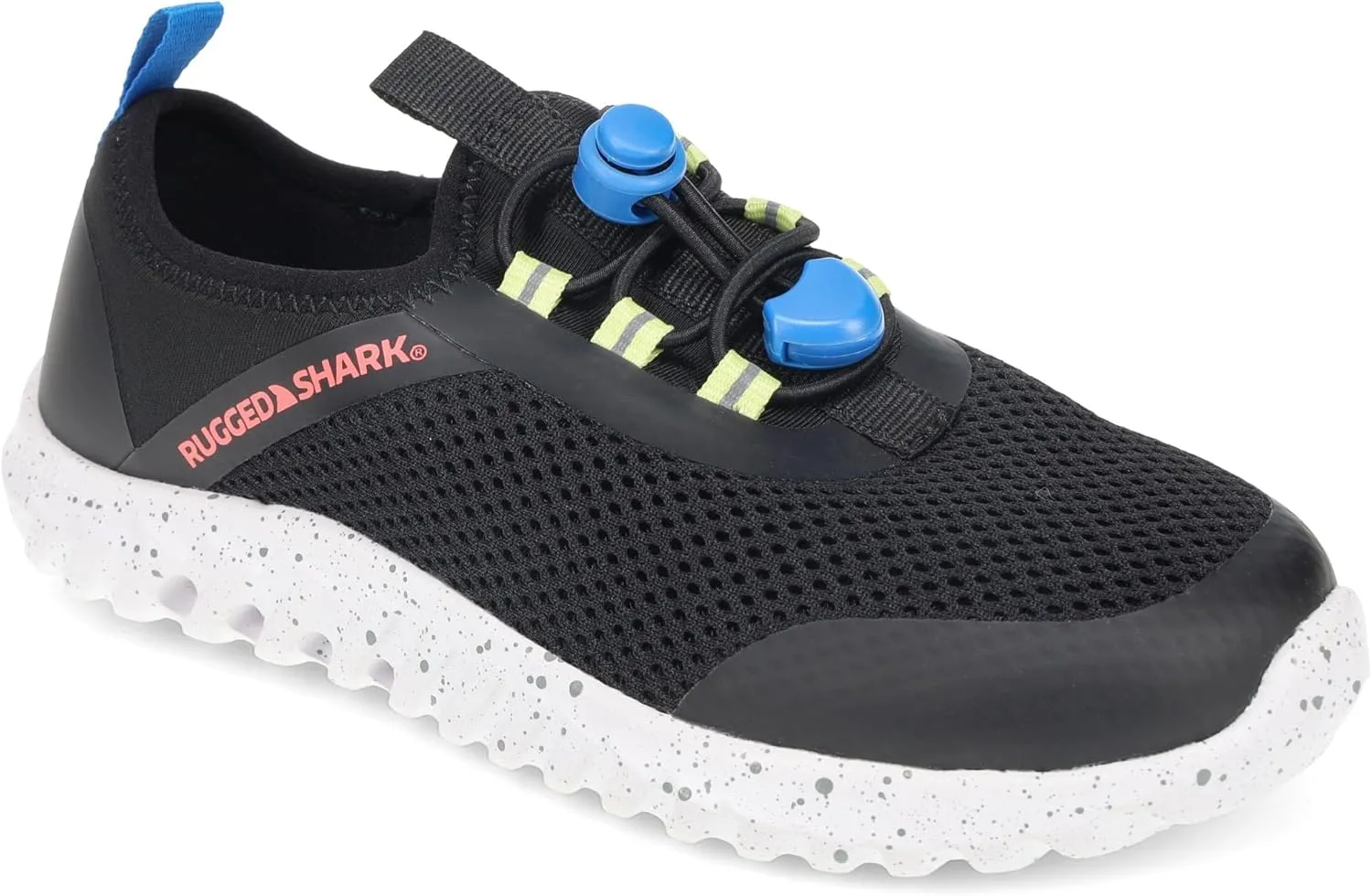 RUGGED SHARK Cay Water Shoes – EVA AQUAFLO® Drainage Outsole, Neoprene Mesh Upper, Bungee-Tie Closure, Lightweight & Breathable, Slip-On Style, Ideal for Beach, River, and Water Sports