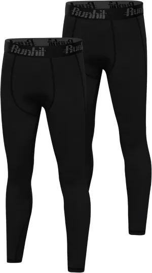 Runhit Boys Compression Leggings,Youth Athletic Tights Basketball Compression Pants,Boys Base Layer Pants Sports Legging