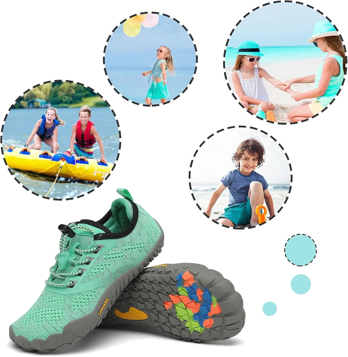 SAGUARO Kids' Barefoot Shoes Boys Girls Quick Dry Aqua Athletic Sneakers Lightweight Sport Footwear Toddler Water Shoes